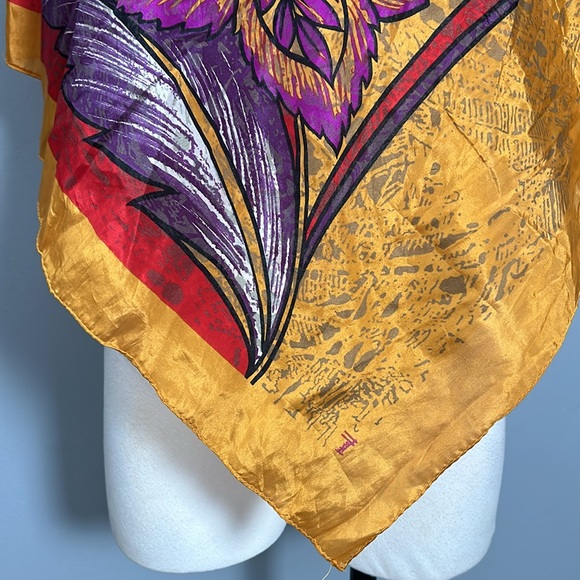 Honey silk square floral abstract shimmer scarf women’s - Picture 4 of 12